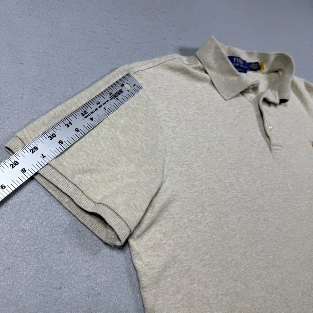 Polo Ralph Lauren Mens Classic Fit Short Sleeve Polo Shirt Beige Oatmeal Medium